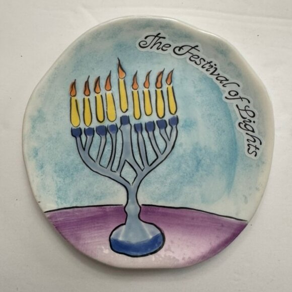 Bella Casa by Ganz "The Festival of Lights" 5" Plate -Hand Painted, Signed - Picture 3 of 4